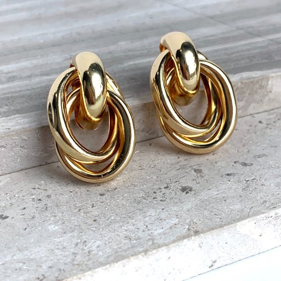 NEW ~ Anthropologie Elongated Gold Linked Earrings - Picture 3 of 6